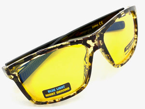 Sporty Wrap Around Blue Light Night Driving HD Lens SUNGLASSES Tortoise Frame 3507