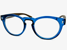 Classic Vintage Retro Style READING GLASSES READERS Round Blue Frame Lens Strength +3.00