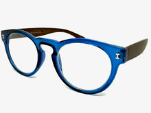 Classic Vintage Retro Style READING GLASSES READERS Round Blue Frame Lens Strength +3.00