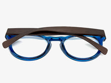 Classic Vintage Retro Style READING GLASSES READERS Round Blue Frame Lens Strength +3.00