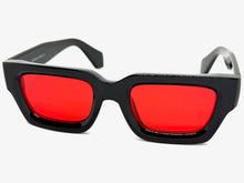 Classic Vintage Retro Style SUNGLASSES Thick Black Frame - Red Lens 2056