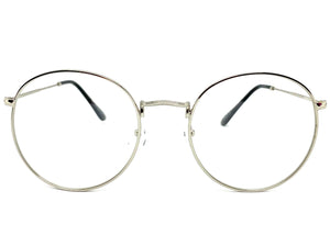 Exaggerated Vintage Retro Style Clear Lens EYEGLASSES Large Oval Silver Frame 6833