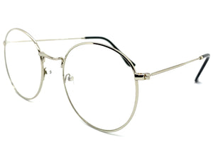 Exaggerated Vintage Retro Style Clear Lens EYEGLASSES Large Oval Silver Frame 6833