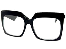 Oversized Vintage Retro Style Clear Lens EYEGLASSES Large Square Black Frame 4464