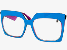 Oversized Vintage Retro Style Clear Lens EYEGLASSES Large Square Blue & Purple Frame 4464