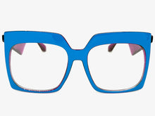 Oversized Vintage Retro Style Clear Lens EYEGLASSES Large Square Blue & Purple Frame 4464