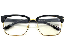 Classic Vintage Retro Style Clear Lens EYEGLASSES Square Black & Gold Frame E2075