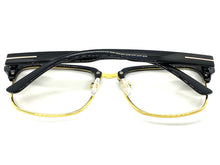 Classic Vintage Retro Style Clear Lens EYEGLASSES Square Black & Gold Frame E2075