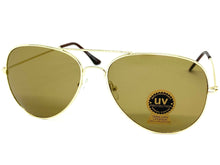 Classic Vintage Retro Aviator Style SUNGLASSES Gold Frame Glass Lens 1106