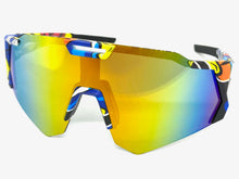 Oversized Retro Sporty Wrap Around Style SUNGLASSES Large Graffiti Frame 39084
