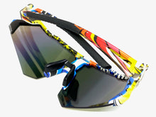 Oversized Retro Sporty Wrap Around Style SUNGLASSES Large Graffiti Frame 39084