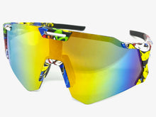 Oversized Retro Sporty Wrap Around Style SUNGLASSES Large Graffiti Frame 39084