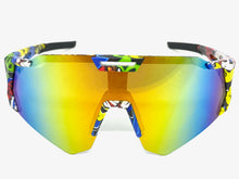 Oversized Retro Sporty Wrap Around Style SUNGLASSES Large Graffiti Frame 39084