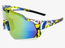 Oversized Retro Sporty Wrap Around Style SUNGLASSES Large Graffiti Frame 39084