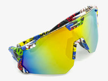 Oversized Retro Sporty Wrap Around Style SUNGLASSES Large Graffiti Frame 39084