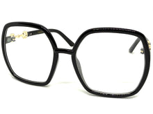 Oversized Vintage Retro Style Clear Lens EYEGLASSES Square Black Frame 30443