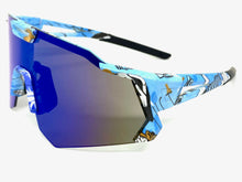 Oversized Retro Sporty Wrap Around Style SUNGLASSES Large Graffiti Frame 39084