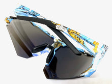 Oversized Retro Sporty Wrap Around Style SUNGLASSES Large Graffiti Frame 39084