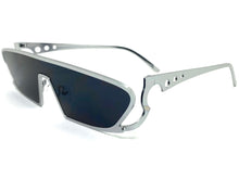 Modern Futuristic Space Party Raver Style SUNGLASSES Sleek Silver Frame 5277