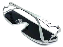 Modern Futuristic Space Party Raver Style SUNGLASSES Sleek Silver Frame 5277