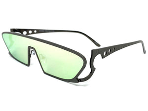 Modern Futuristic Space Party Raver Style SUNGLASSES Sleek Gunmetal Frame 5277