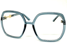 Oversized Vintage Retro Style Clear Lens EYEGLASSES Square Blue Frame 30443
