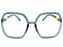 Oversized Vintage Retro Style Clear Lens EYEGLASSES Square Blue Frame 30443