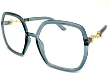 Oversized Vintage Retro Style Clear Lens EYEGLASSES Square Blue Frame 30443