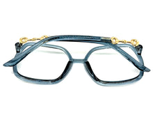 Oversized Vintage Retro Style Clear Lens EYEGLASSES Square Blue Frame 30443