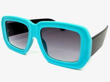 Exaggerated Classic Vintage Retro Style SUNGLASSES Thick Square Blue Frame 80056