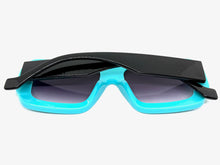 Exaggerated Classic Vintage Retro Style SUNGLASSES Thick Square Blue Frame 80056