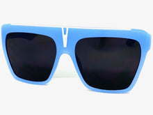 Oversized Vintage Retro Style SUNGLASSES Large Square Blue Frame 2131