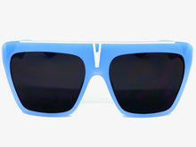 Oversized Vintage Retro Style SUNGLASSES Large Square Blue Frame 2131