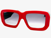 Exaggerated Classic Vintage Retro Style SUNGLASSES Thick Square Red Frame 80056