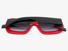 Exaggerated Classic Vintage Retro Style SUNGLASSES Thick Square Red Frame 80056