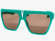 Oversized Vintage Retro Style SUNGLASSES Large Square Turquoise Frame 2131