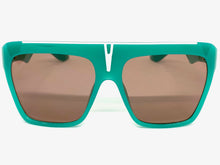 Oversized Vintage Retro Style SUNGLASSES Large Square Turquoise Frame 2131