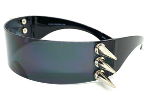Biker Gothic Punk Rock Shield Style Party SUNGLASSES - Black Lens 80541