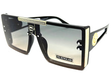 Oversized Luxury Hip Hop Shield Style SUNGLASSES Large Black & Gold Frame 5421