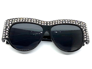 Oversized Exaggerated Luxury Designer Fashion SUNGLASSES Super Thick Black Frame 6408