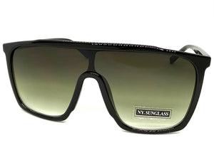 Oversized Modern Rerto Shield Style SUNGLASSES Large Black Frame 6984