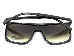 Oversized Modern Rerto Shield Style SUNGLASSES Large Black Frame 6984