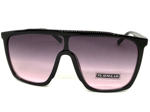 Oversized Modern Rerto Shield Style SUNGLASSES Large Black Frame 6984