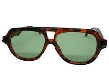 Classic Vintage Retro Style SUNGLASSES Large Tortoise Frame - Green Lens 80595