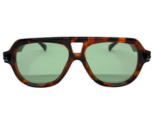 Classic Vintage Retro Style SUNGLASSES Large Tortoise Frame - Green Lens 80595