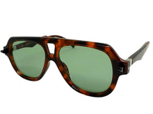 Classic Vintage Retro Style SUNGLASSES Large Tortoise Frame - Green Lens 80595