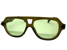 Classic Vintage Retro Style SUNGLASSES Large Olive Green Frame - Green Lens 80595