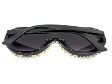 Oversized Exaggerated Retro Shield Style Bling Sunglasses Large Black Frame with Sparkling Rhinestones 80187