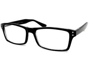 Classy Modern Contemporary Style READING GLASSES READERS Black Frame Lens Strength +2.00
