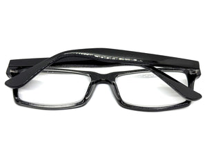Classy Modern Contemporary Style READING GLASSES READERS Black Frame Lens Strength +2.00